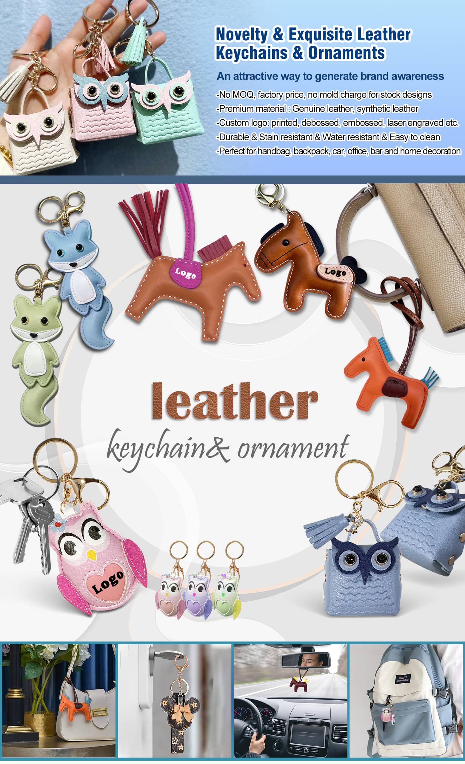 Novelty & Exquisite Leather Keychains & Ornaments